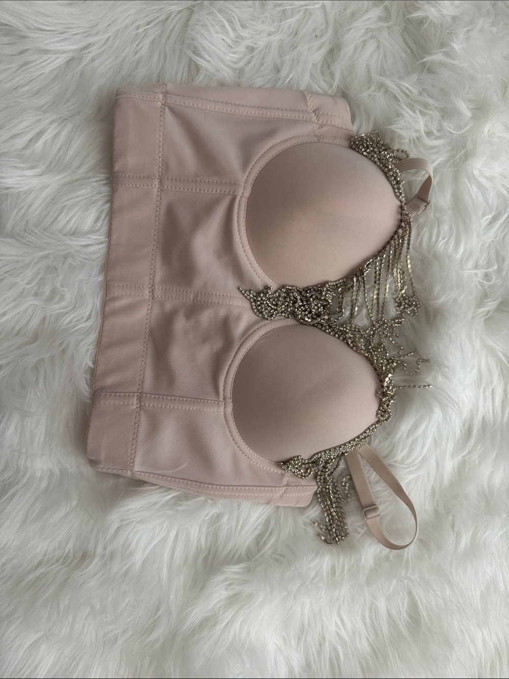 SHEIN Blush Pink Embellished Longline Bra Top